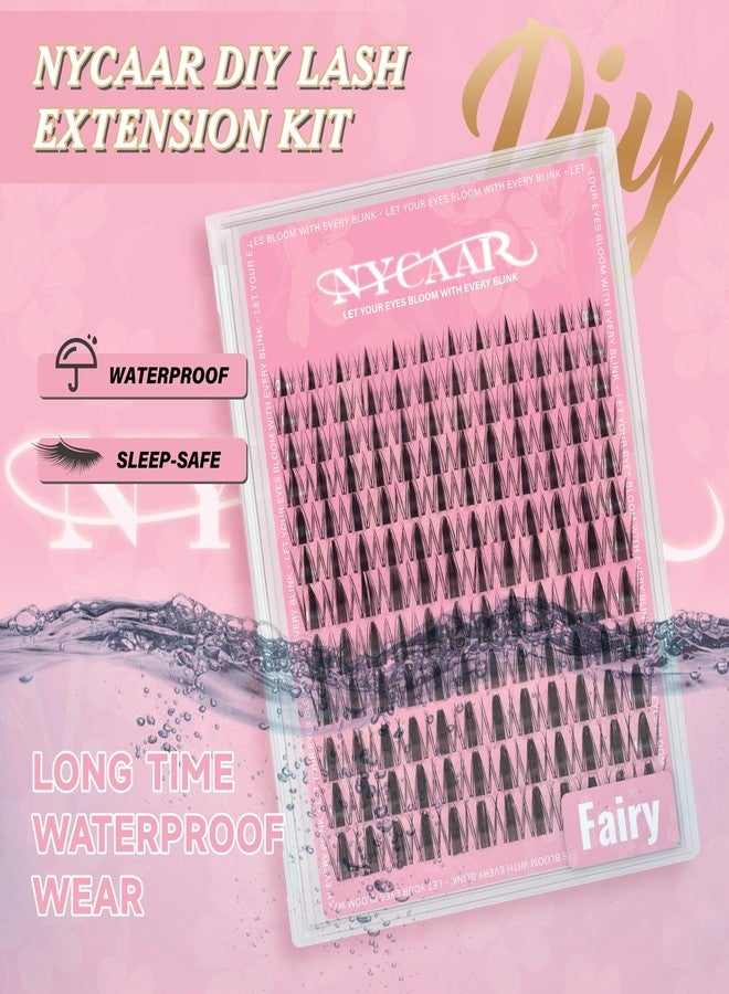 NYCAAR Fairy Lash Clusters Kit Spiky Manga Lash Clusters D Curl 144Pcs 8-18mm Lash Extension Kit Wispy Invisible Band Lashes Kit with Bond and Seal,Remover,Applicators DIY at Home(Fairy) - Image 3
